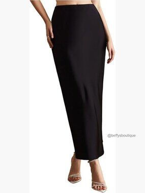 High Waisted Fishtail Maxi Skirt with Zipper Closure